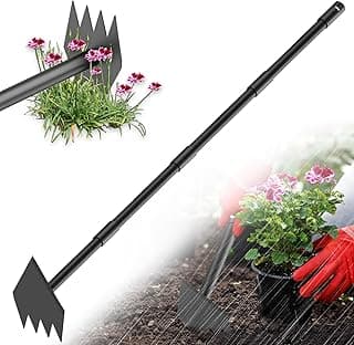 Luvenia Garden Hoe Triangle Sharp Hoes Garden Tool Manual Weeder Gardening Weeding Tool 60" Long Handle 2-in-1 Adjustable Stainless Steel Heavy Duty Hoes for Digging Soil Weeding Planting