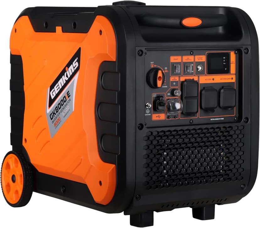 8000 Watts Portable Inveter Generator Quiet Operation Electric Starter Gas Powered Wheel Kit Included Gas Powered Perfect for Camping, Recreation, Emergercy Back UP etc