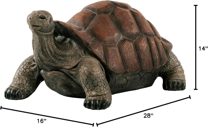 XBrand 28" L Brown and Black Concrete/MgO Walking Tortoise Statue, Indoor or Outdoor Décor, Garden Sculptures, Turtle Garden Statue
