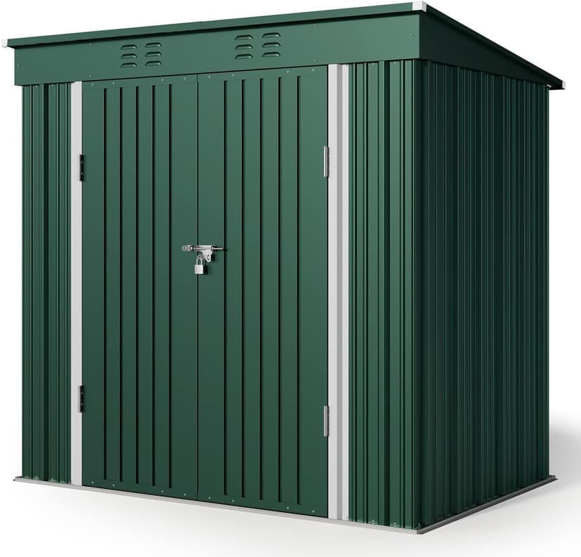 Gizoon 6' x 4' Outdoor Storage Shed with Double Lockable Doors, Anti-Corrosion Metal Garden Shed, Waterproof Shed Outdoor Storage Clearance for Backyard Patio Lawn-Green