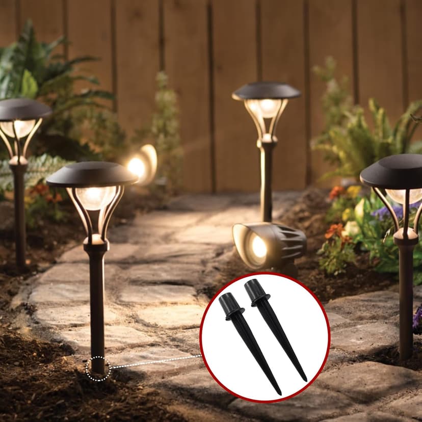 8 Pcs Solar Light Stakes Replacement, Black Metal Stakes, Pathway Lights Spike for Yard, Garden (0.79 Inch External Diameterx 5.4 Inch Height)
