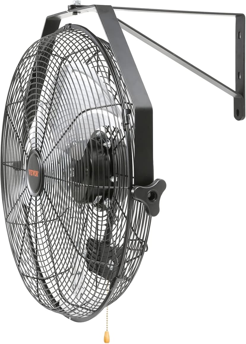 VEVOR 18 Inch Wall Mount Fan, 3-speed IP44 Waterproof, Max. 4150 CFM Wall Mounted Fan for Outdoor, Commercial, Residential, Greenhouse, Workshop, Patio, Black, ETL Listed
