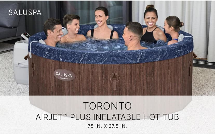Bestway SaluSpa Toronto Smart AirJet Plus Hot Tub with App Control, 7 Person Capacity, Pool Cover, Spa Pump, 5 Pillows, and Repair Patch, Brown