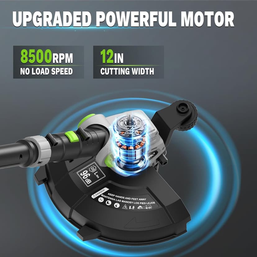 Cordless String Trimmer 3-in-1 Weed Wacker 12-Inch Grass Trimmer with Fast Charger and 2.0Ah Battery, Weed Wacker Cordless with Auto Line Feed, Weed Eater for Lawn Care