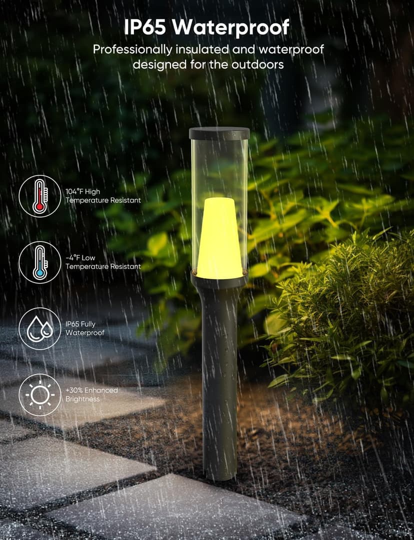 Pathway Lights Outdoor, RGBCW Low Voltage Landscape Lighting, Smart APP and Alexa Control, IP65 Waterproof, Color Changing Walkway Lights for Garden, Yard, Patio, Christmas, 4 Pack