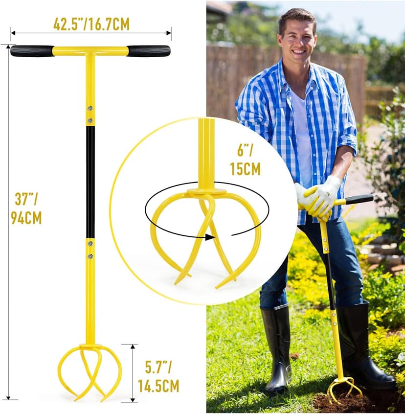 Manual Twist Tiller, Efficient Tiller for Gardening, Efficient Soil Cultivation, Garden Bed Tiller, Premium Handheld Garden Tool