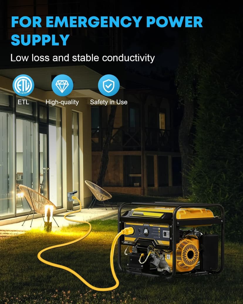 Kohree Nema L14-30 Generator Cord 30 Amp 4 Prong 25FT, Heavy Duty Generator Power Locking Cord for Manual Transfer Switch, Electric Extension Wire 10 Gauge 125/250V, 7500W with Cord Organizer
