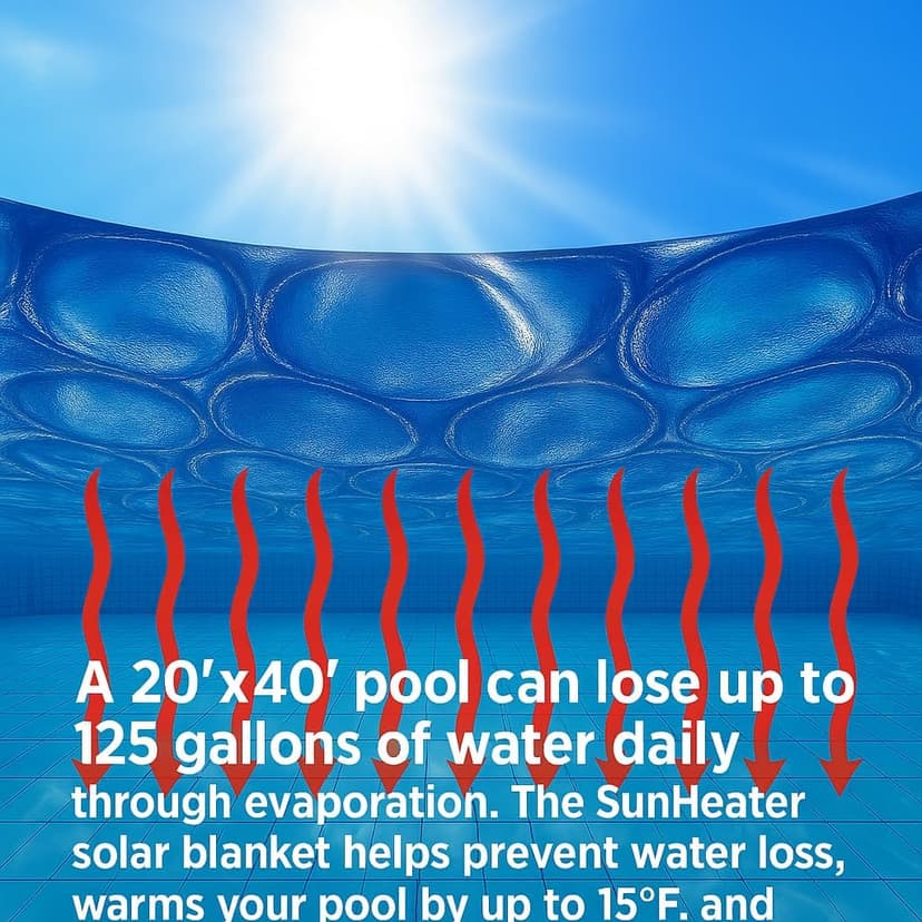 SunHeater Pool Solar Blanket - Heavy Duty Rectangular Thermal Cover with Bubbles - Heat Transfer Solar Pool Heater for In-Ground Swimming Pools - Durable 12 Mil Thick Polyethylene - 14' x 28' Feet