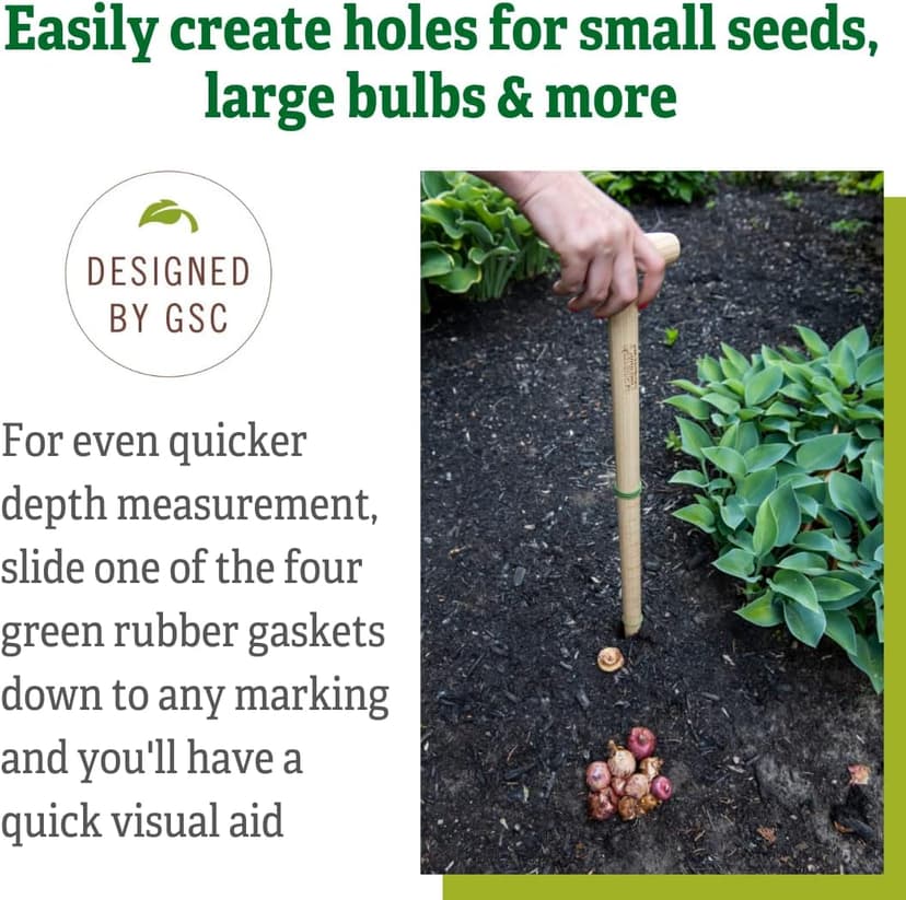 Gardener's Supply Company | Wicked Big Garden Dibber | 30 Inch Extra Large Ergonomic T-Handle | Wooden Gardening Bulb Planter, Hole Puncher, Seed Dibbler