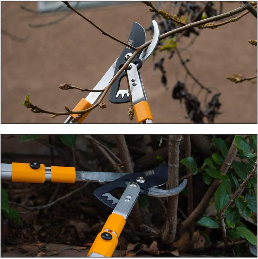 STEELHEAD Heavy-Duty 27-40" Adjustable Gear-Bypass Limb & Branch Lopper, Telescoping Extendable Handles, Ratcheting, Cuts Up to 1-3/4”, Secateurs, Shock-Absorbing, Effort-Saving, USA-Based Support