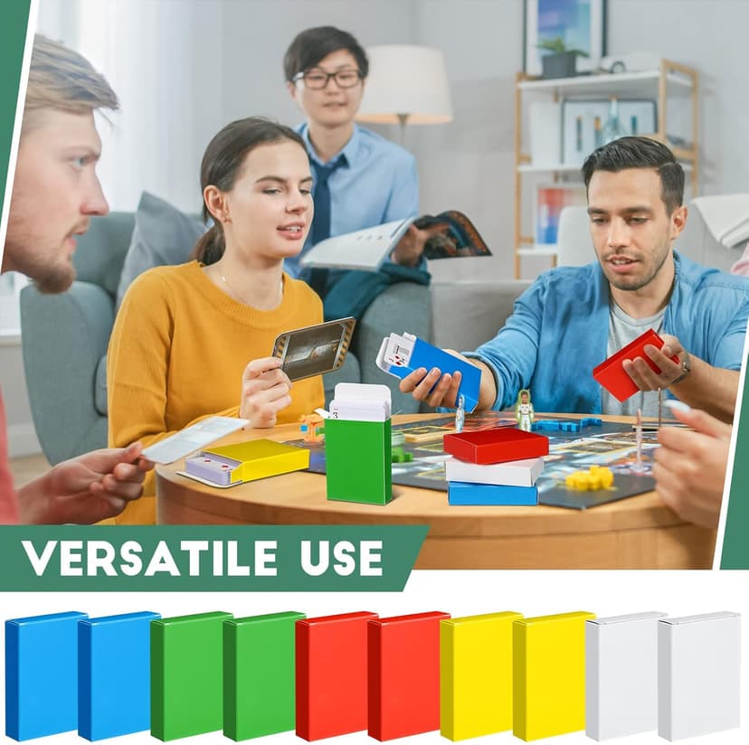 Jexine 50 Pieces Playing Card Box Empty Playing Case Card Holder Organize Storage Board Game Box Fits Baseball Trading(Red, Yellow, Green, Blue, White)
