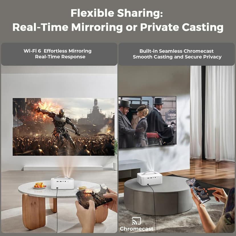 [AI Movin 2.0 System/1200 ANSI/Auto Focus] Projector-4K with WiFi 6 and Bluetooth, 30W DoIby Audio Netflix-Licensed Outdoor-Projector, Lisowod 1080P Smart Portable Proyector with HDR10+ 2025 Upgraded