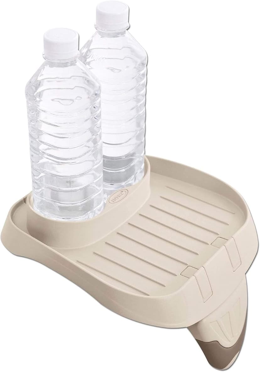 Intex PureSpa Attachable Cup Holder for Spa Wall, Pool and Hot Tub Accessory for Drinks that Holds 2 Standard Sized Beverages, Tan