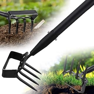 Garden Hoe Tool - Heavy Duty 2 in 1 Hula Scuffle Hoes with Cultivator Tiller for Weeding Grass,Loosening Soil,Sharp Blade,36-60” Long Handle,Push Pull Action Hoe with Scraper Rake for Gardening