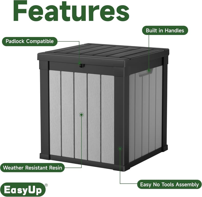 50 Gallon Outdoor Storage Box, Resin Waterproof UV-Resistant Deck Box, Reinforced Stability for Patio, Garden, and Poolside, Striped Black & White