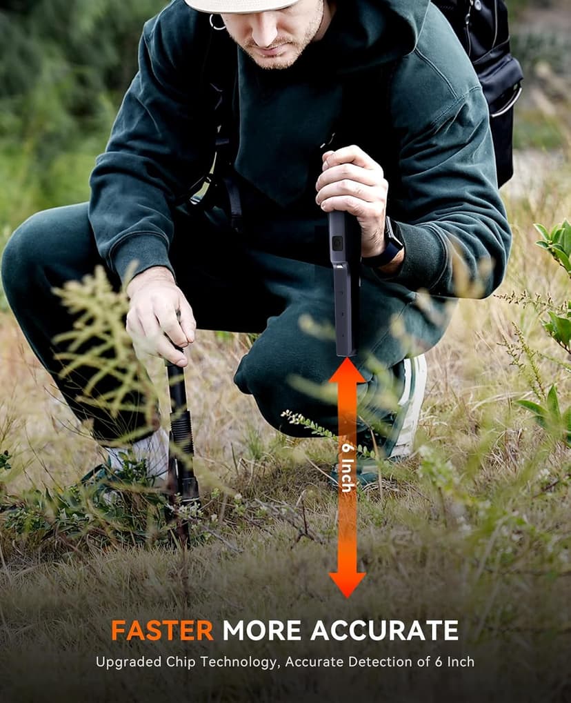 SUNPOW Metal Detector Pinpointer Rechargeable – 800mAh Battery for 15H Use – IP68 Fully Waterproof Handheld Wand – High Sensitivity 360° Detection – Treasure Hunting Tool for Adults & Kids – NXGD02