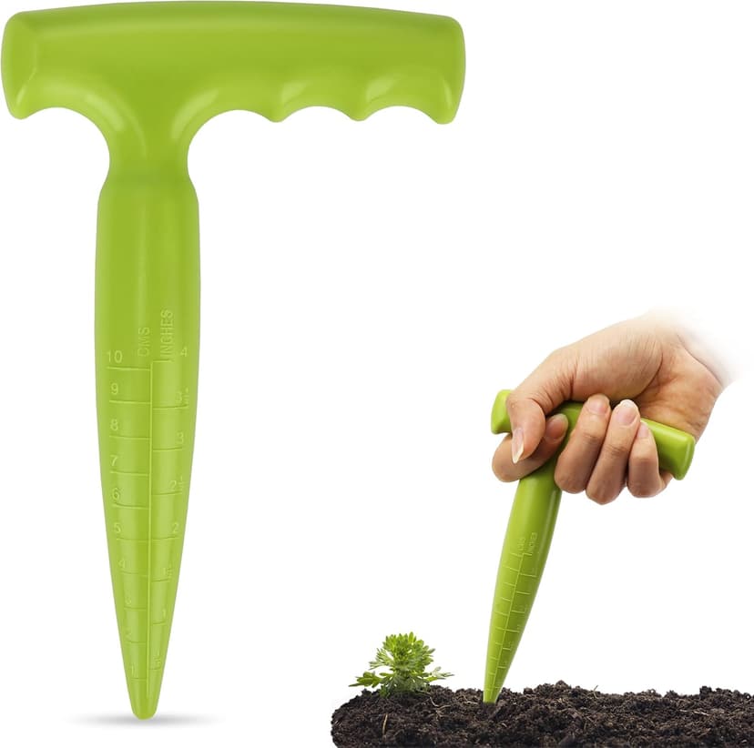 6.9 inch Bulb Planter Tool Plastic Sow Dibbler with Handle Garden Hand Dibber Garden Seed Tool for Sowing Seeds Planting Bulbs Digging (Light Green)