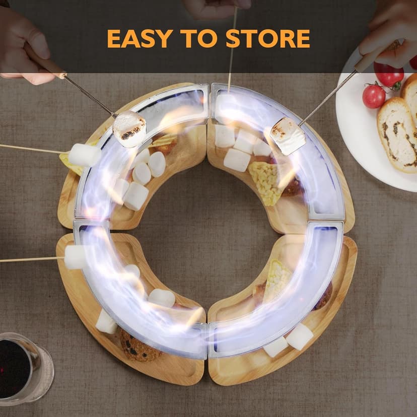OGERY Tabletop Fire Pit - Ethanol Table Top Firepit for Indoor Outdoor Use, Portable Fire Place with DIY-Style Design to Place Biscuits Snacks for S'Mores - Perfect for Patio Home Decor Parties Gifts