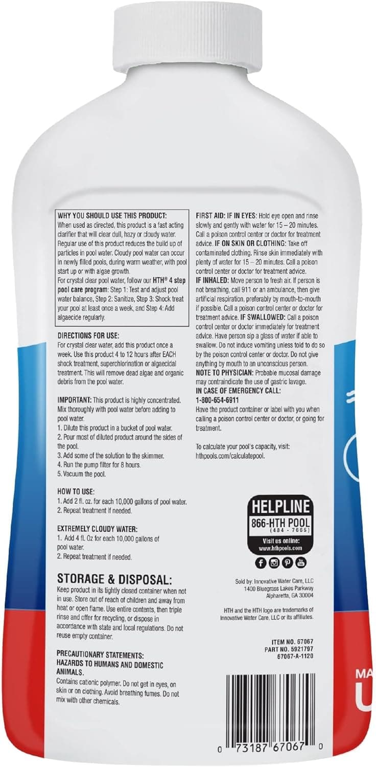 HTH 67067 Swimming Pool Care Clarifier Advanced - Crystal Clear Water in 24 Hours