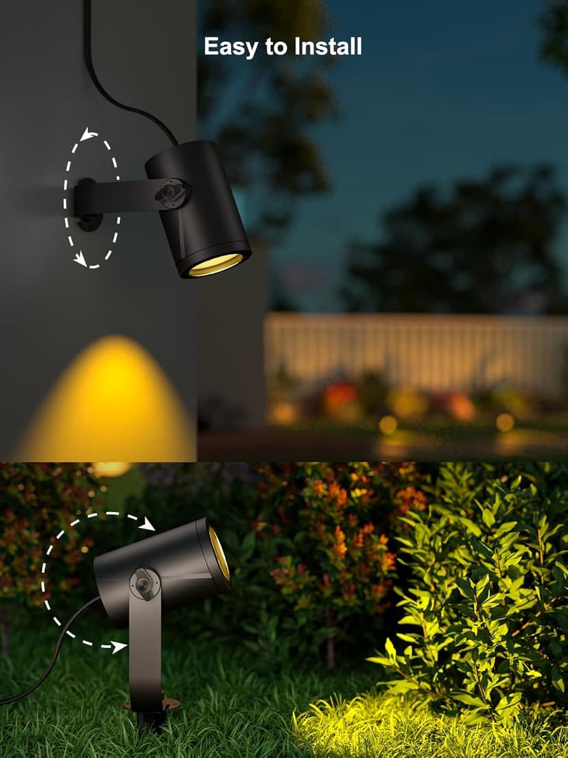 Smart Landscape Spotlights, 4 Pack RGBW Pathway Lights, 2000LM Dimmable, IP65 Waterproof, Compatible with Alexa, Outdoor Decoration
