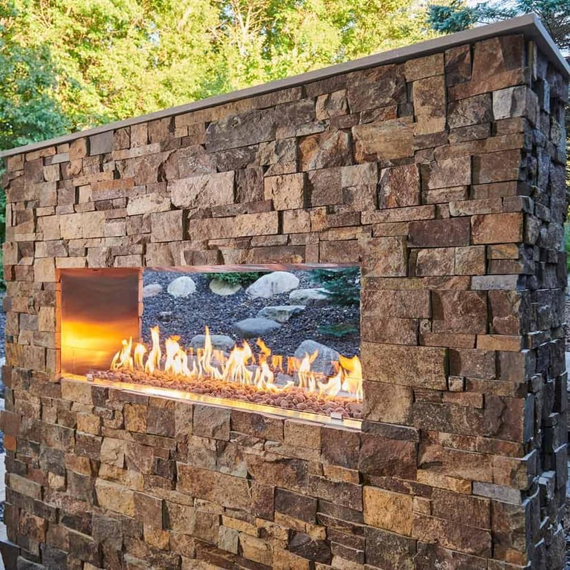 The Outdoor GreatRoom Company Linear Ready to Finish See-Through Fireplace (RSTL-40MLP), Spark Ignition, 40-Inch, Propane