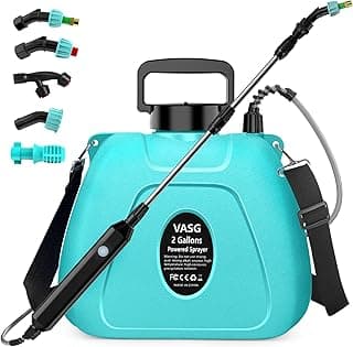 Battery Powered Garden Sprayer 2 Gallon, Electric Backpack Sprayer, Weed Yard Lawn Sprayer with 5 Mist Nozzles & Retractable Wand & Adjustable Strap for Lawn, Garden, Yard