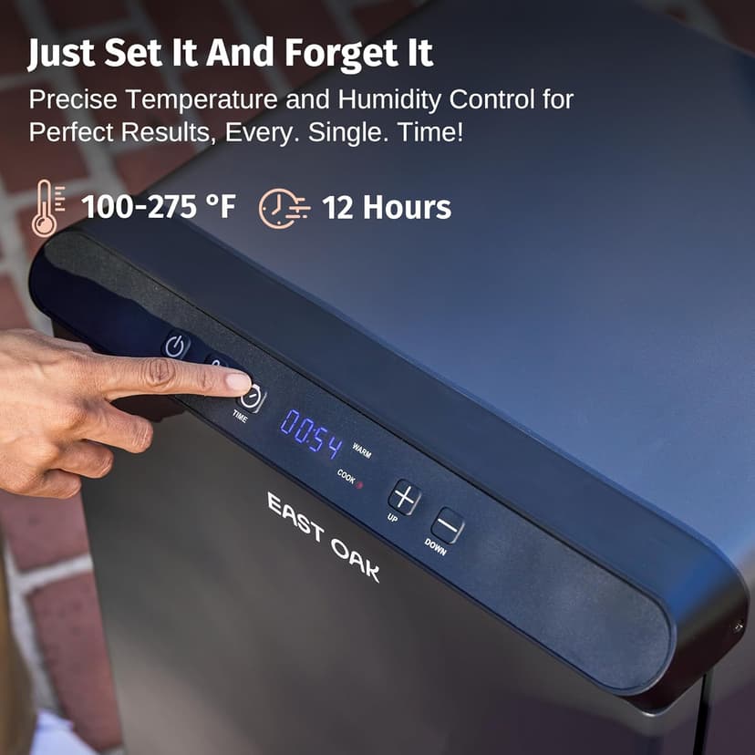 EAST OAK Ridgewood 30" Electric Smoker, Smoker with Side Wood Chip Loader, 725 Sq Inches of Cooking, Digital Control, 4 Removable Racks, Outdoor Kitchen, Night Blue