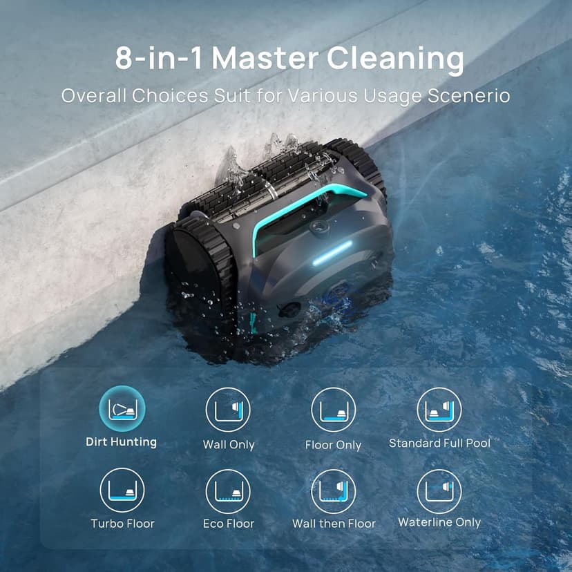 (2025 New) WYBOT C2 Vision Robotic Pool Vacuum with AI Camera, Ultra-Fine Filtration Pool Cleaners for Inground Pools, Comprehensive 8 Mode, Wall Climbing, Brushless Motor, Smart Navigation, Gray