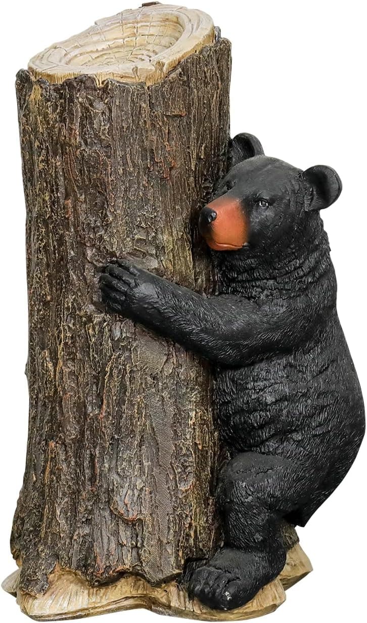 SKYFIRE Outdoor Garden Statues - 11.4”x 13.3”x 21.6“ Black Bear Tree Hugger Outdoor Sculpture for Home Decor, Concrete Lawn Ornament Decorations for Garden, Yard, Decor, House, Office Decor
