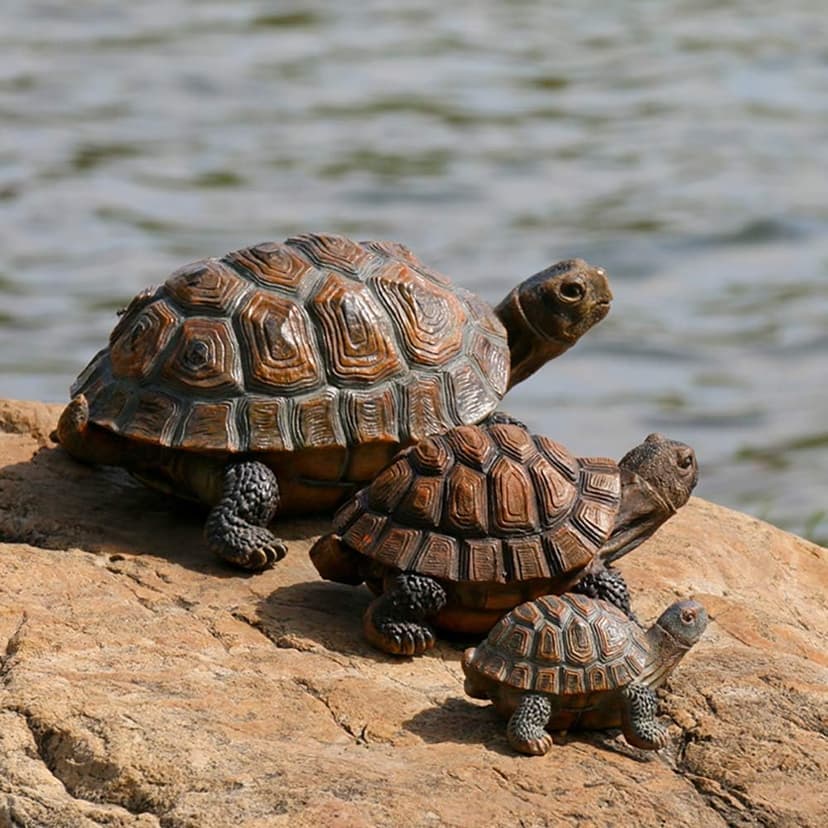 Danmu Polyresin Tortoise Statue, Outdoor Statue, Yard Decor for Home and Fairy Garden (L 12 9/10" x 9 2/5" x 5 1/2") 1 Pack