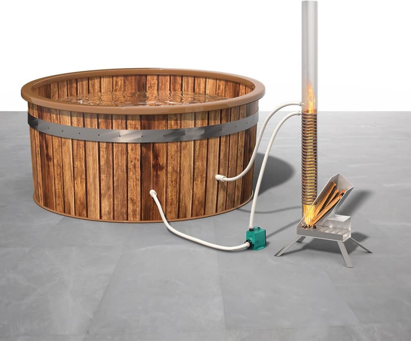 Outdoor Wood Burning Heater for Hot Tub, Portable Wood Fired Hot Tub Heaters,Titanium Coil Heat Exchanger Heating for Spas, Small Swiming Pools Wood Burning Stove