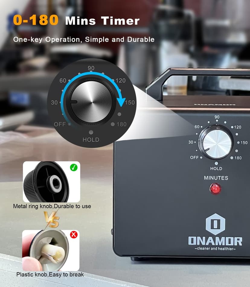 ONAMOR Ozone Generator 77000mg, Ozone Machine Ionizer O3 Deodorizer for Home, Basement, Smoke, and Pet Room (Eliminating Odors Area up to 4000 Square Feet, All Metallic Black)