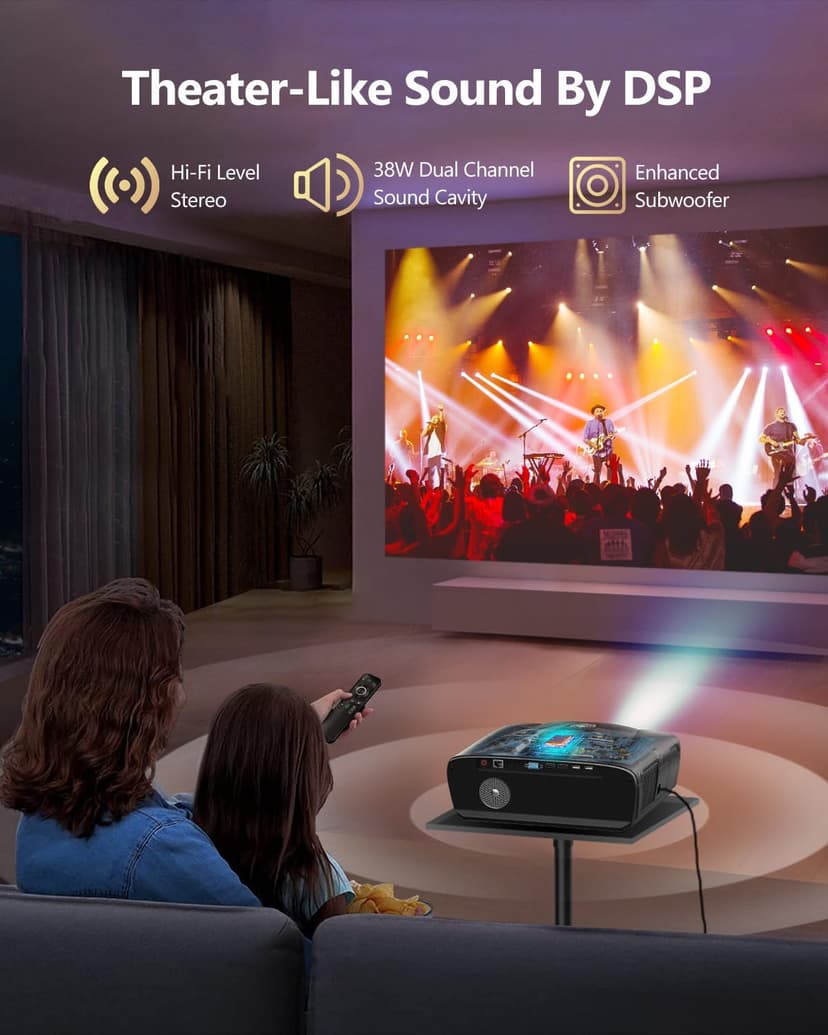 Daylight Projector 4K Ultra HD 1800 High ANSI Smart Home Theater with WiFi 6, Bluetooth, NFC, Streaming Apps, Bright Daytime Proyector, HDR10+, Auto Focus, HDMI 2.1 ARC USB for Movie Video Gaming CIVE