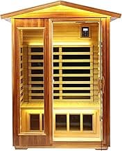 Red Cedar Outdoor Sauna 2 Person,Low EMF Far Infrared Adjustable Sauna,outdoor saunas for home,Traditional Sauna Spa,1850W,8 Heating Plates,LCD Control Panel,Chromotherapy Light,Bluetooth Speaker