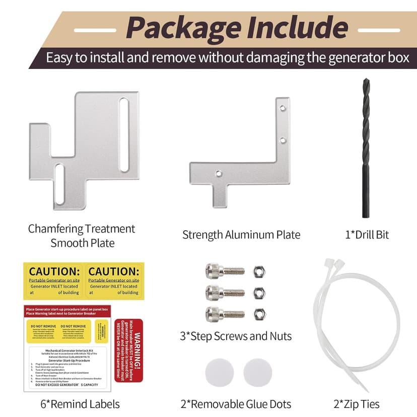 Generator Interlock Kit for Eaton/Cutler Hammer BR Series Breaker Box 150 A/200 Amp, Apply to 1 1/4 to 1 7/16 Inches Spacing Between Main and Generator Circuit Panel, Anodized Generator Lockout Kit
