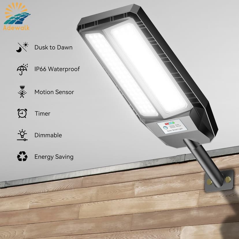 5000W Solar Lights Outdoor - 6500K LED Solar Street Lights Outdoor, Dusk to Dawn, IP66 Waterproof Solar Flood Lights with Motion Sensor and Remote Control for Yard, Patio, 2 Pack
