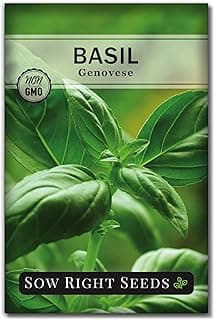 Sow Right Seeds - Genovese Sweet Basil Seed for Planting - Non-GMO Heirloom Packet with Instructions to Plant and Grow a Kitchen Herb Garden - Indoors or Outdoor - Great for Hydroponic Gardening (1)