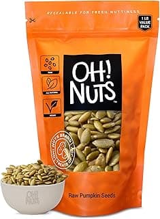 Oh! Nuts Pumpkin Seeds - Raw - 100% Natural - 1 lb - Pepitas Raw Unsalted - Packed in New York Zip-Seal Bag for Exceptional Freshness