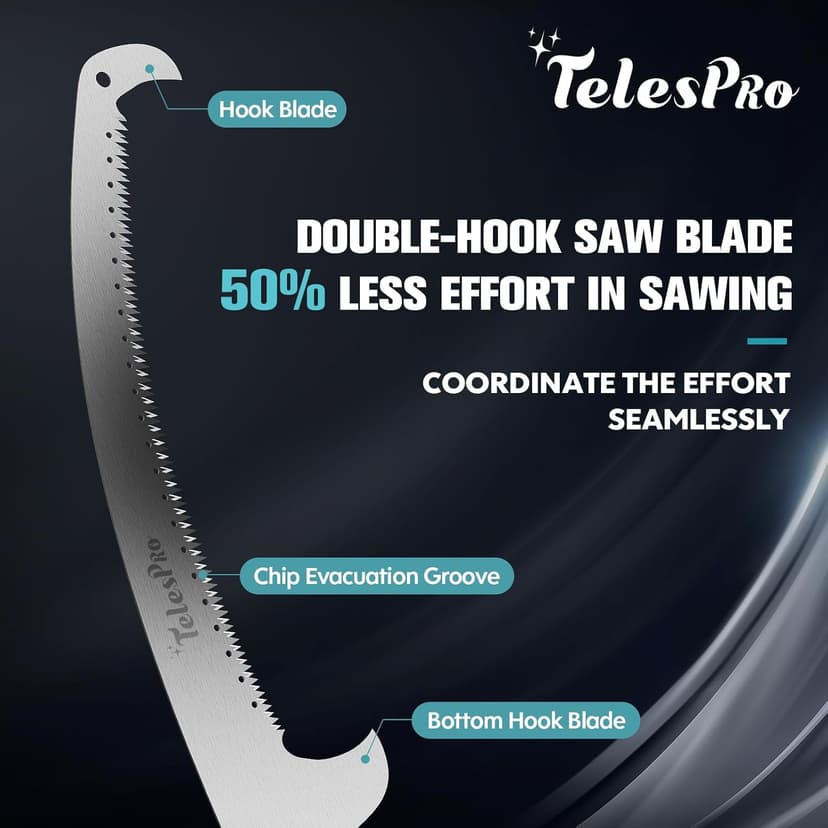 Multi-Purpose Handheld Pruning Saw - 16-Inch Blade, Compatible with Standard US Acme Thread Poles (Pole Sold Separately), Ideal for Tree Trimming