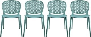 2xhome Set of 4 Modern Pool Patio Chairs, Stackable Dining Side Chairs for Indoor Outdoor Kitchen Living Room Restaurant, Teal