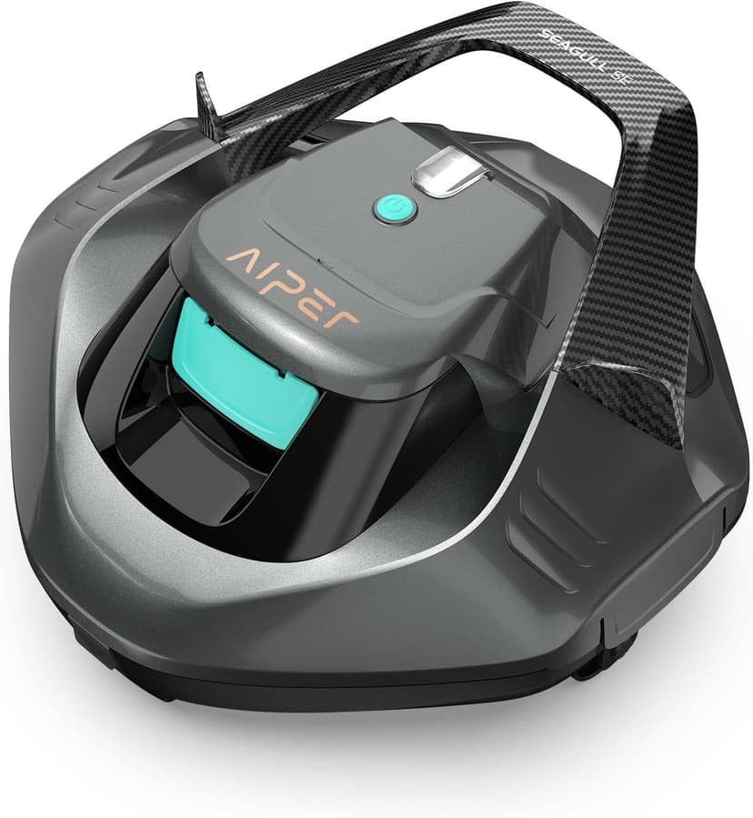 AIPER Cordless Robotic Pool Cleaner, Pool Vacuum with Self-Parking Technology, Portable, Ideal for Above-Ground Flat Pool up to 40 Feet, Grey