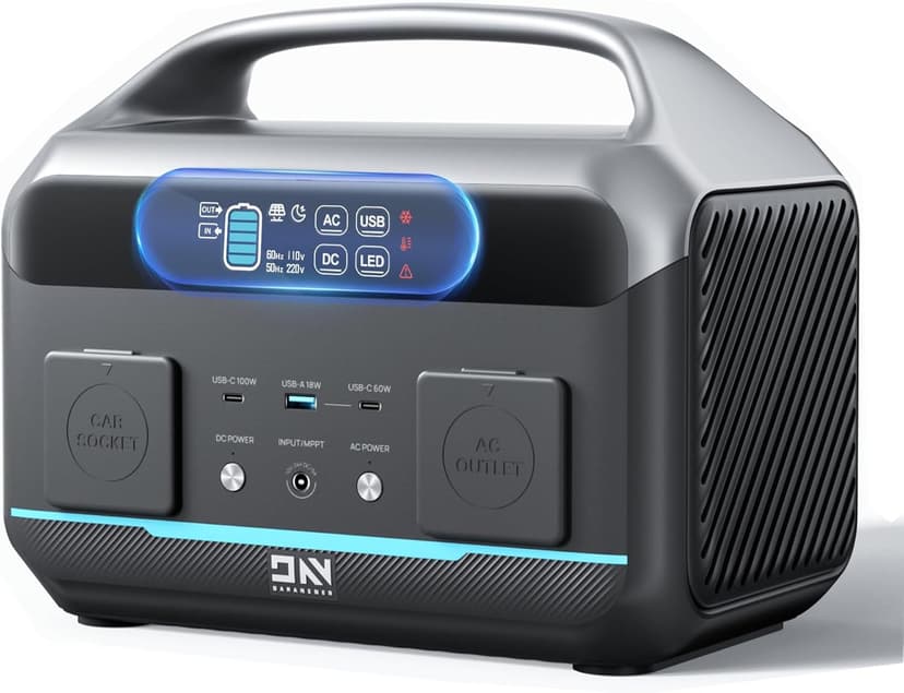 Portable Power Station 600W(Surge 1200W), 576Wh LiFePO4 Battery, <10 MS UPS/ 1 Hour Fast Charging, 100W USB-C Output, Solar Generator for Home Backup, Camping & RVs, Off-grid Power Outage, CPAP