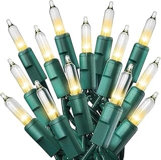 PREXTEX 100 Count Clear Easter Lights - 20 ft Ultra Bright String Lights with Green Wire for Indoor and Outdoor Use, Christmas Trees, Holidays, Patios and Garden