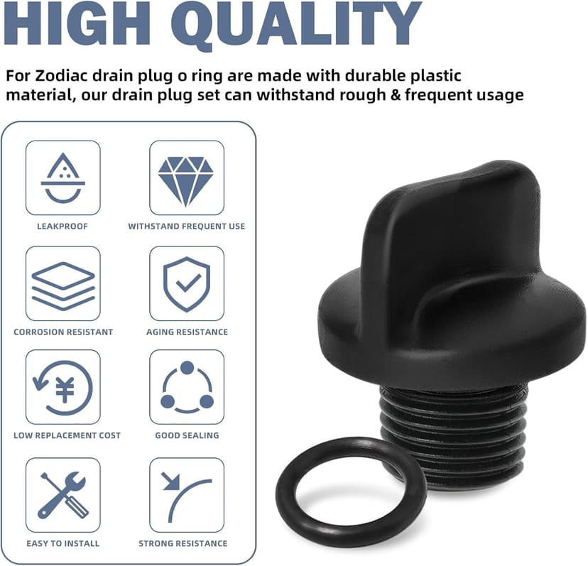 R0446000 Pool Pump Pipe Plug with O-Ring Replacement for Jandy Filter Pumps, Polaris Booster Pump & Water Purification System, Pool Spa Heater Drain Plugs (2 Pack)
