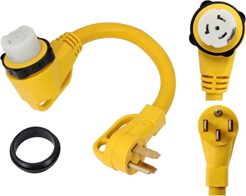 ONETAK 14-50P to SS2-50R 1.5FT Right Angle 90 Degree 120V/240 50 Amp 4 Prong Male to Twist Lock Receptacle Generator RV Marine Shore Boat Power Cord Adapter