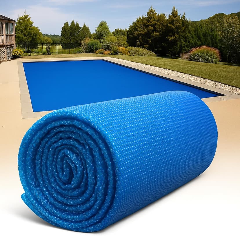 SunHeater Pool Solar Blanket - Heavy Duty Rectangular Thermal Cover with Bubbles - Heat Transfer Solar Pool Heater for In-Ground Swimming Pools - Durable 12 Mil Thick Polyethylene - 14' x 28' Feet