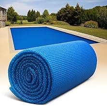 SunHeater Pool Solar Blanket - Heavy Duty Rectangular Thermal Cover with Bubbles - Heat Transfer Solar Pool Heater for In-Ground Swimming Pools - Durable 12 Mil Thick Polyethylene - 14' x 28' Feet
