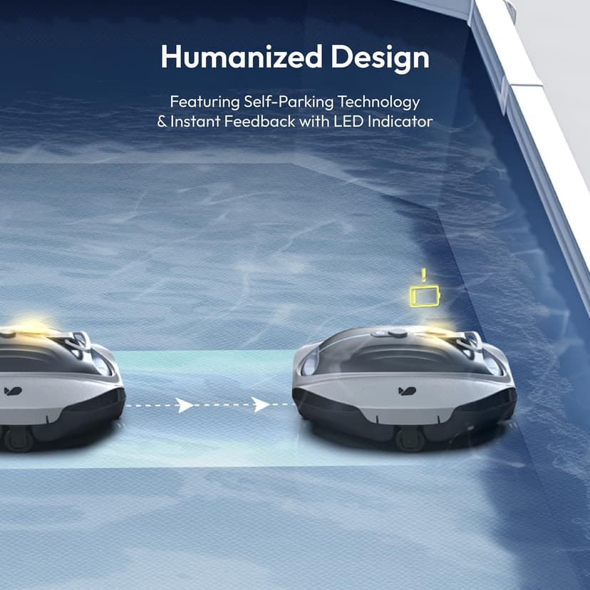Bubot 300P Robotic Pool Cleaner, Cordless Pool Vacuum with Industry Leading Suction Power, Bluehole Tech, DirtLock Tech, Smart Sensor, Self-Parking for Above-Ground Flat Pools up to 850 Sq.Ft, Silver
