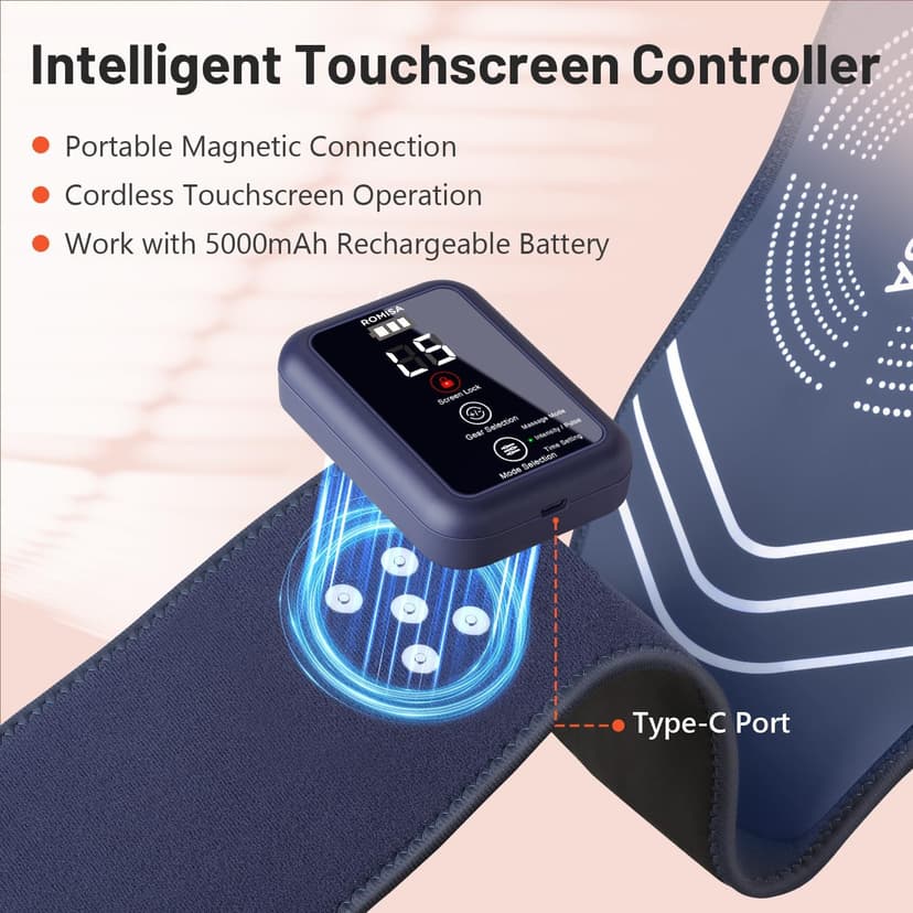 Red Light Therapy Belt & Back Massager for Pain Relief, Infrared Light Therapy Vibration Rechargeable, Red Light Therapy Device for Body Massage for Back Shoulder Waist Knee for Cordless Use