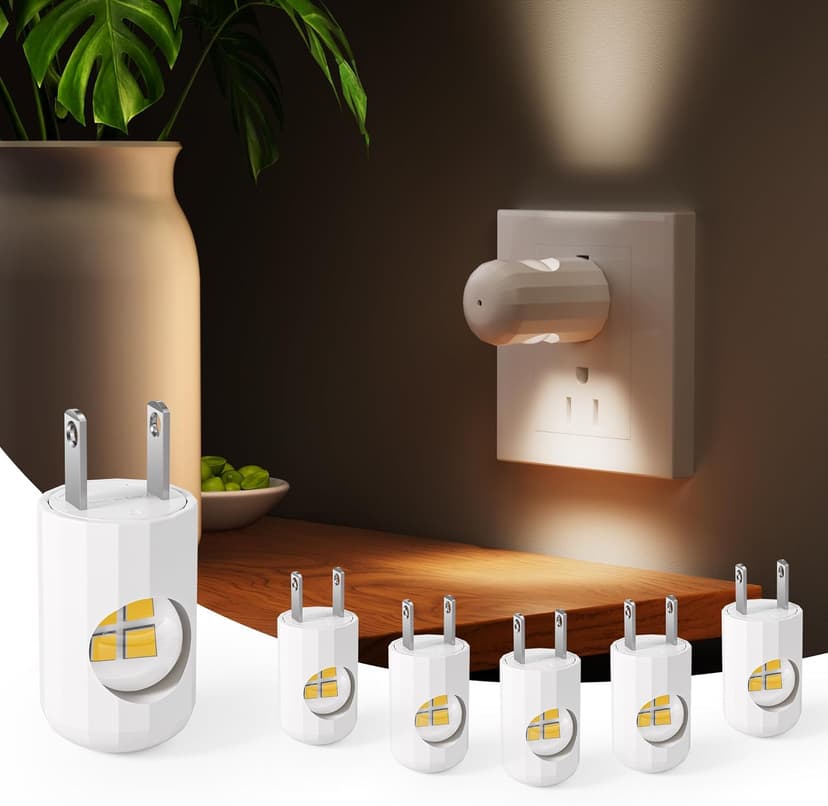 6-Pack LED Night Light Plug-in Wall Outlet Light, Soft White,Dusk to Dawn Nightlight,Ambient Lighting,Nightlight for Bedroom, Bathroom, Nursery, Hallway, Kitchen